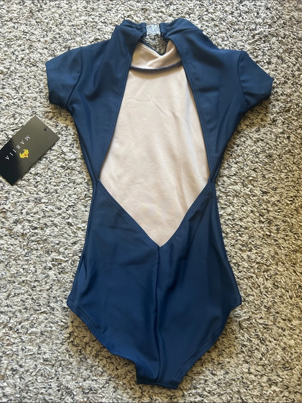 Mariia kids' Navy Short Sleeve Dance Leotard
